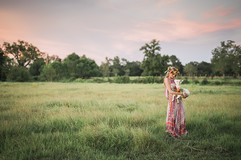 Boho Farm Girl and Baby Goat Photo Session